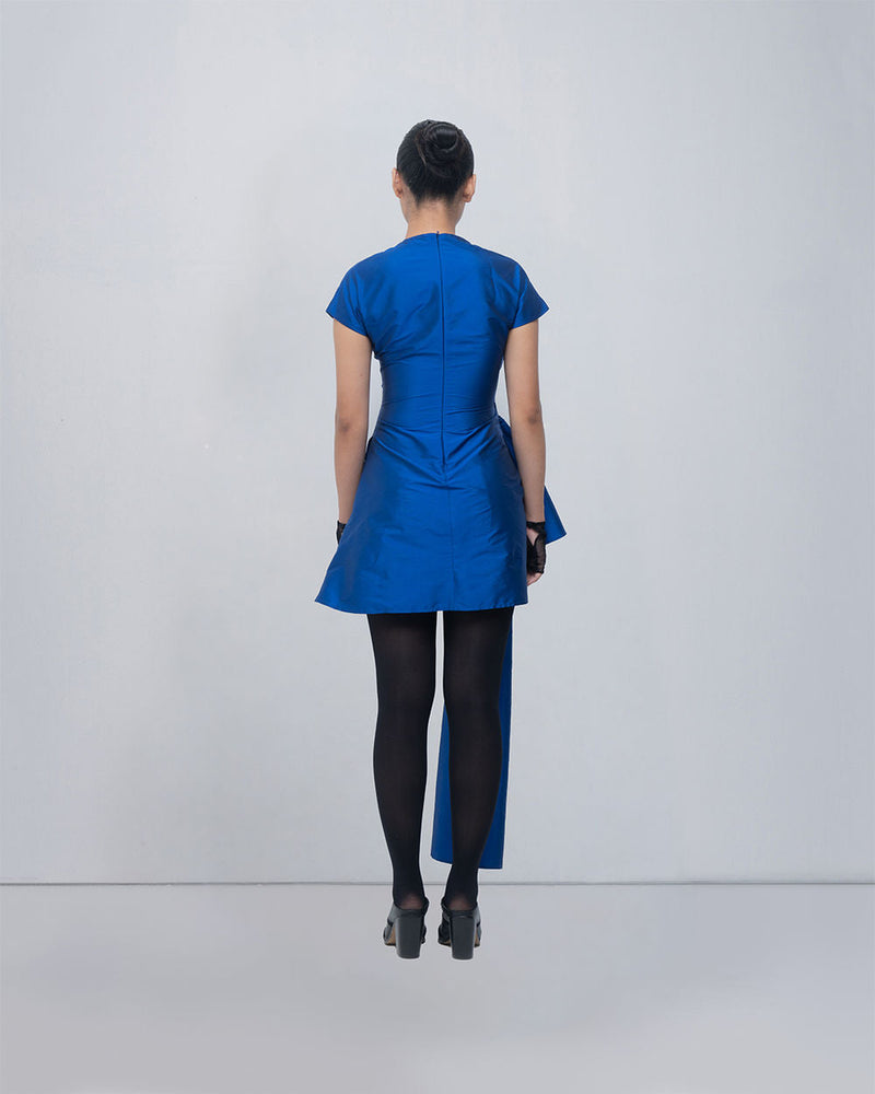 Mysa Draped Dress viscose by Leh Studios in blue for women in Singapore