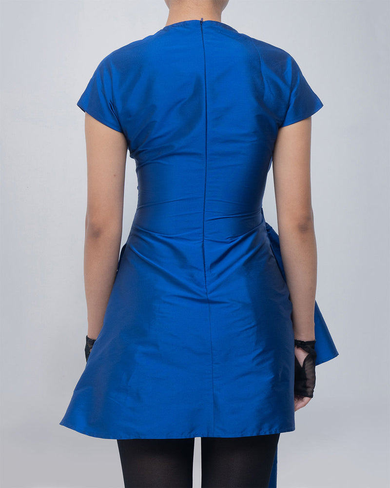 Mysa Draped Dress viscose by Leh Studios in blue for women in Singapore
