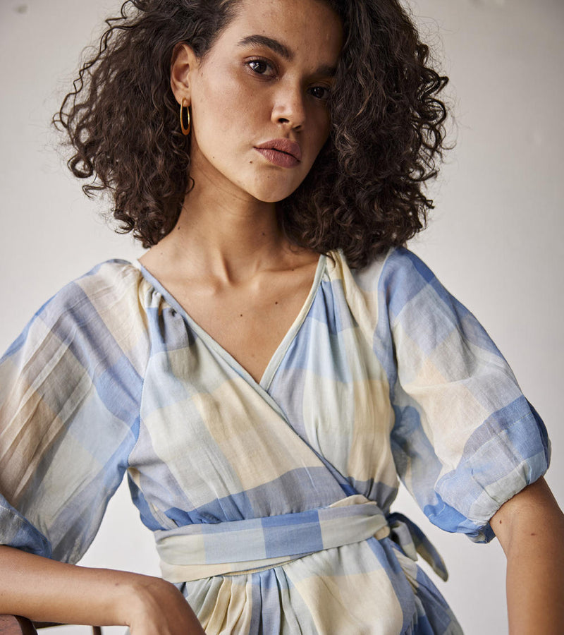 Summer Break Dress cotton Dresses by Khara Kapas in blue for women in Singapore