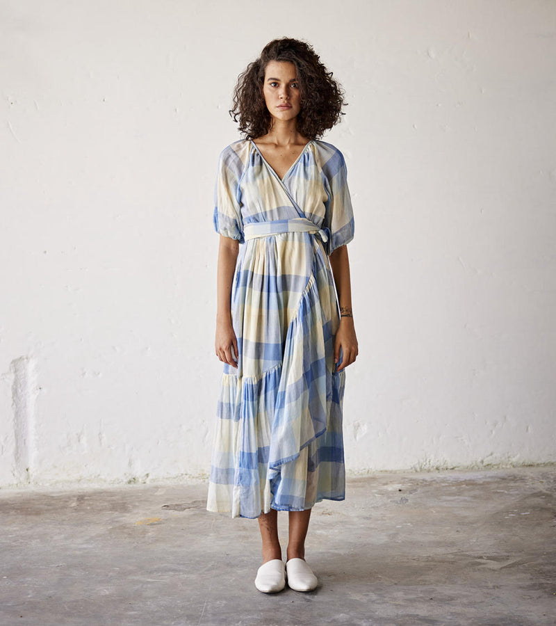 Summer Break Dress cotton Dresses by Khara Kapas in blue for women in Singapore