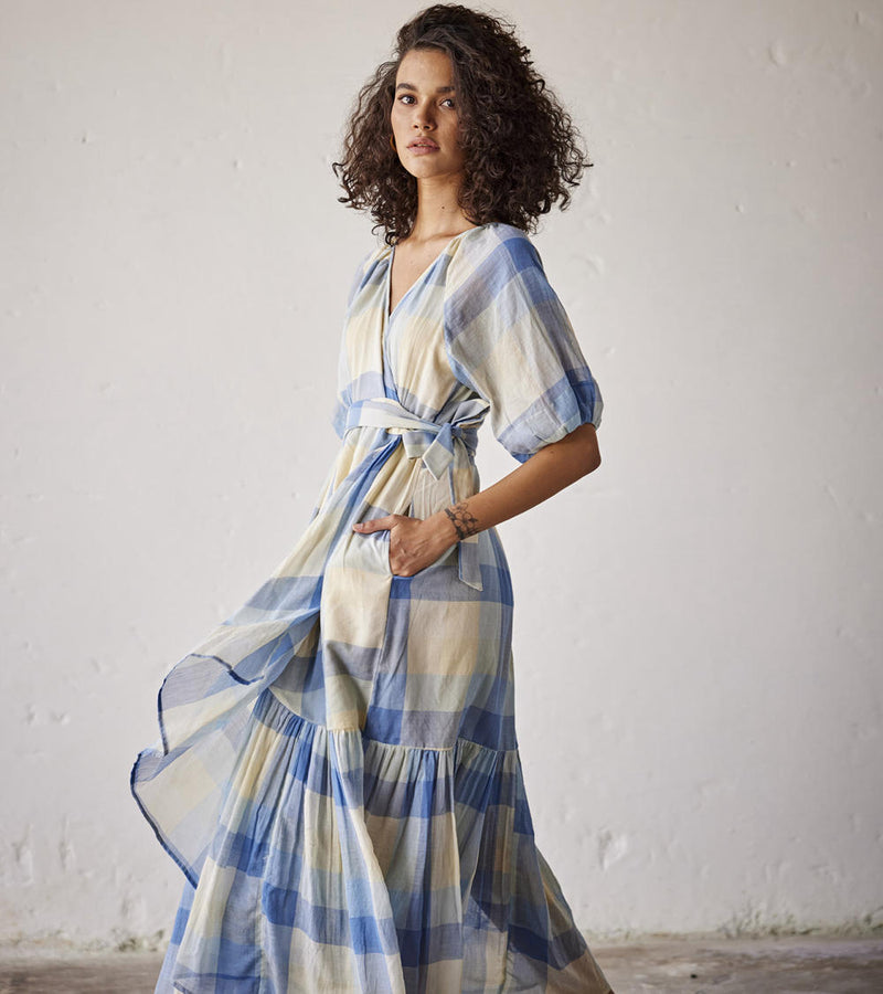 Summer Break Dress cotton Dresses by Khara Kapas in blue for women in Singapore
