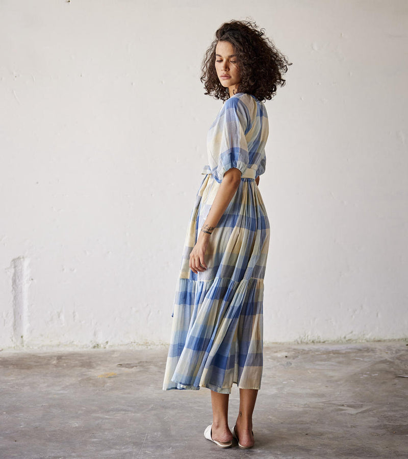 Summer Break Dress cotton Dresses by Khara Kapas in blue for women in Singapore