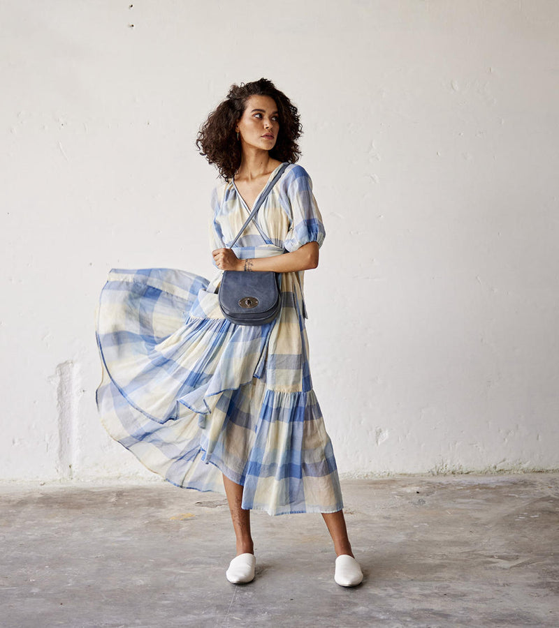 Summer Break Dress cotton Dresses by Khara Kapas in blue for women in Singapore