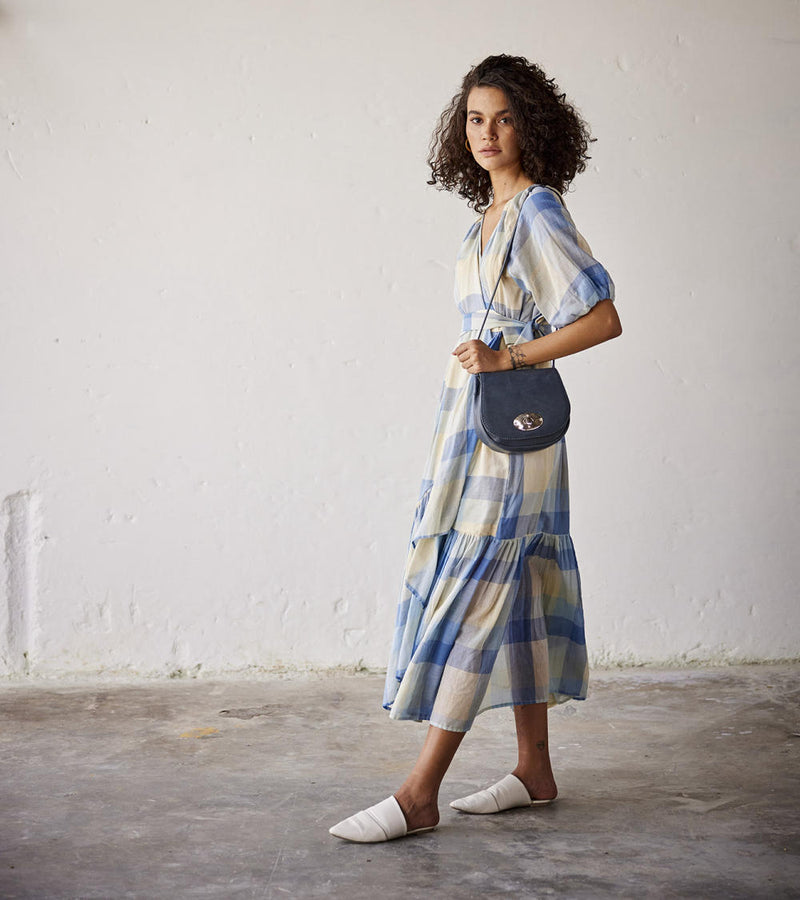 Summer Break Dress cotton Dresses by Khara Kapas in blue for women in Singapore