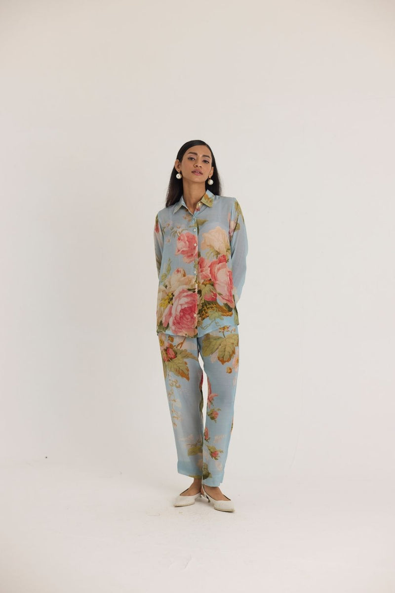 TAFFY CO-ORD SET by Yam in blue color for women in Singapore