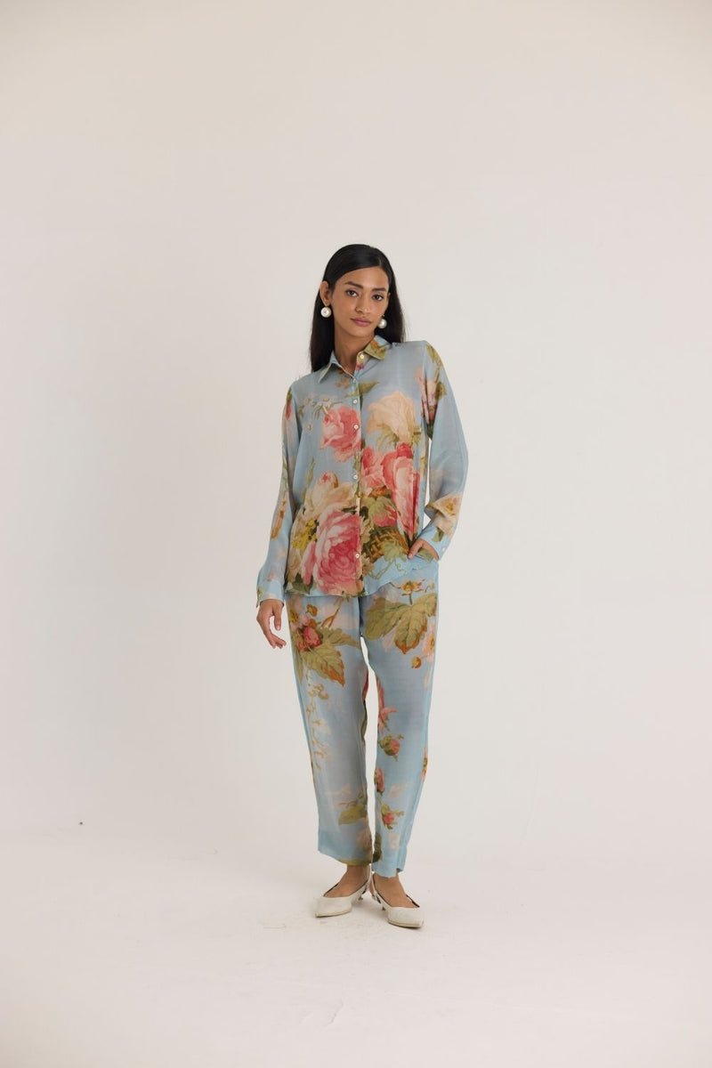 TAFFY CO-ORD SET by Yam in blue color for women in Singapore