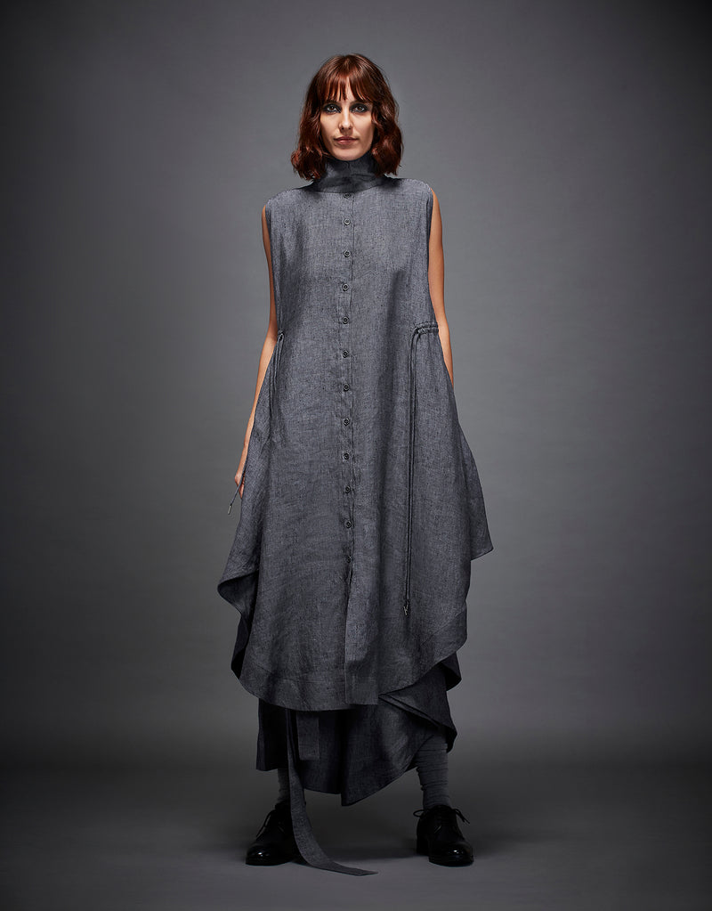 GRETA DRESS linen by Chola in grey color for women in Singapore