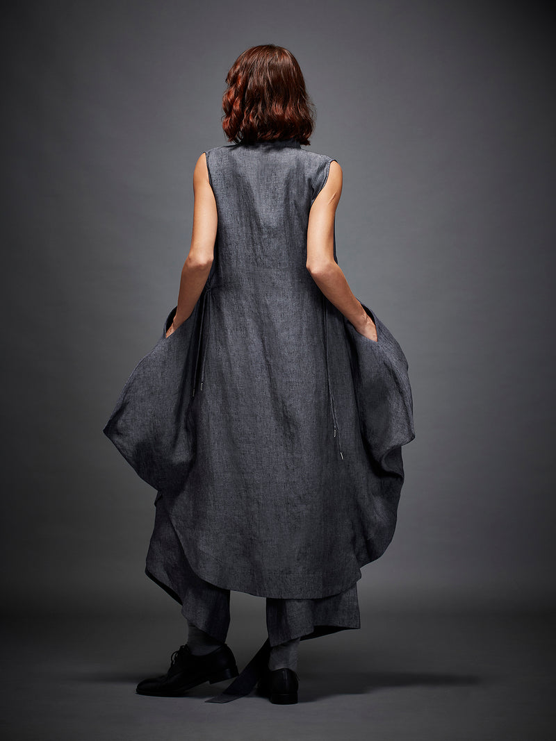 GRETA DRESS linen by Chola in grey color for women in Singapore