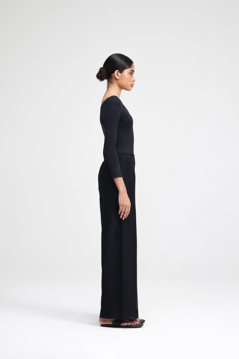 Jun Hand-Embroidered Co-ord Set silk by Turn Black in black color for women in Singapore