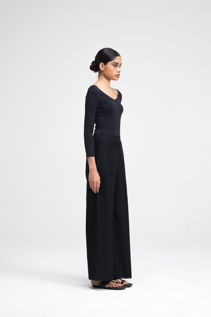 Jun Hand-Embroidered Co-ord Set silk by Turn Black in black color for women in Singapore
