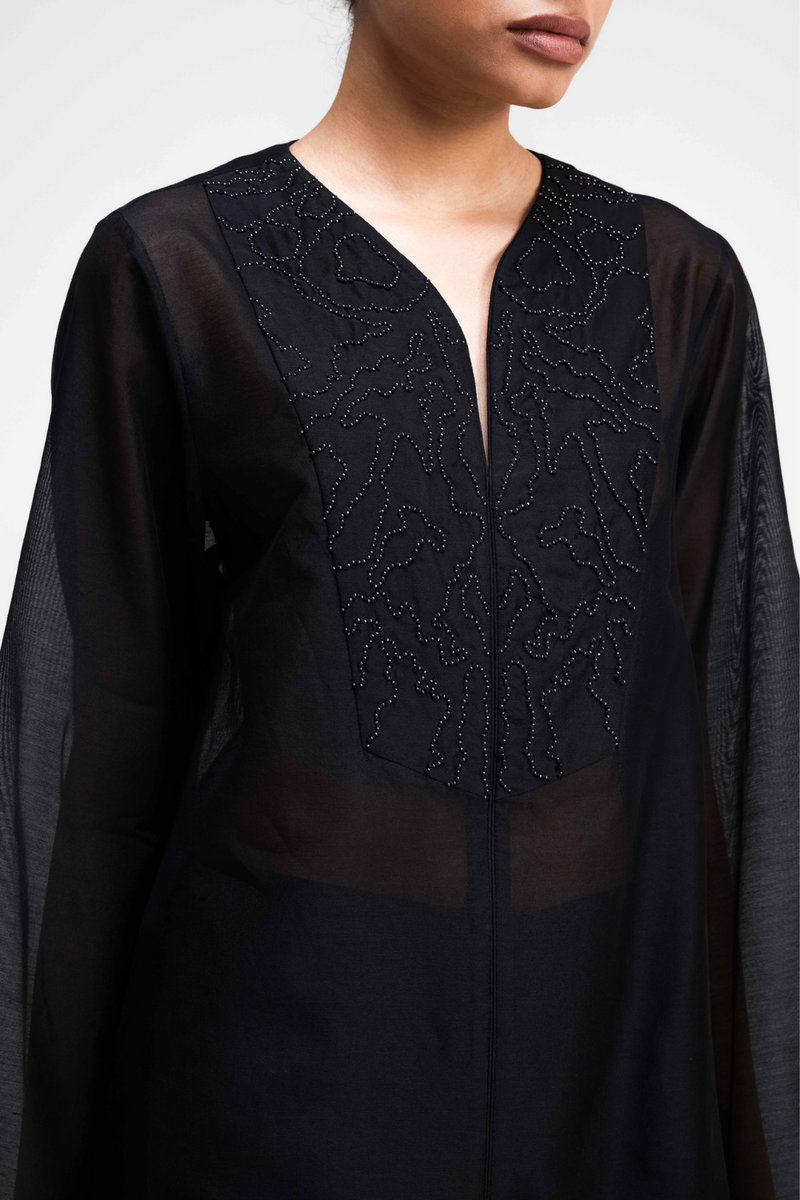 Jun Hand-Embroidered Co-ord Set silk by Turn Black in black color for women in Singapore