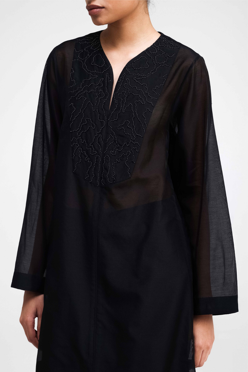 Jun Hand-Embroidered Co-ord Set silk by Turn Black in black color for women in Singapore