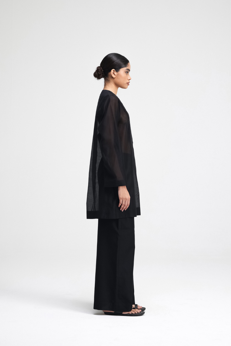 Jun Hand-Embroidered Co-ord Set silk by Turn Black in black color for women in Singapore