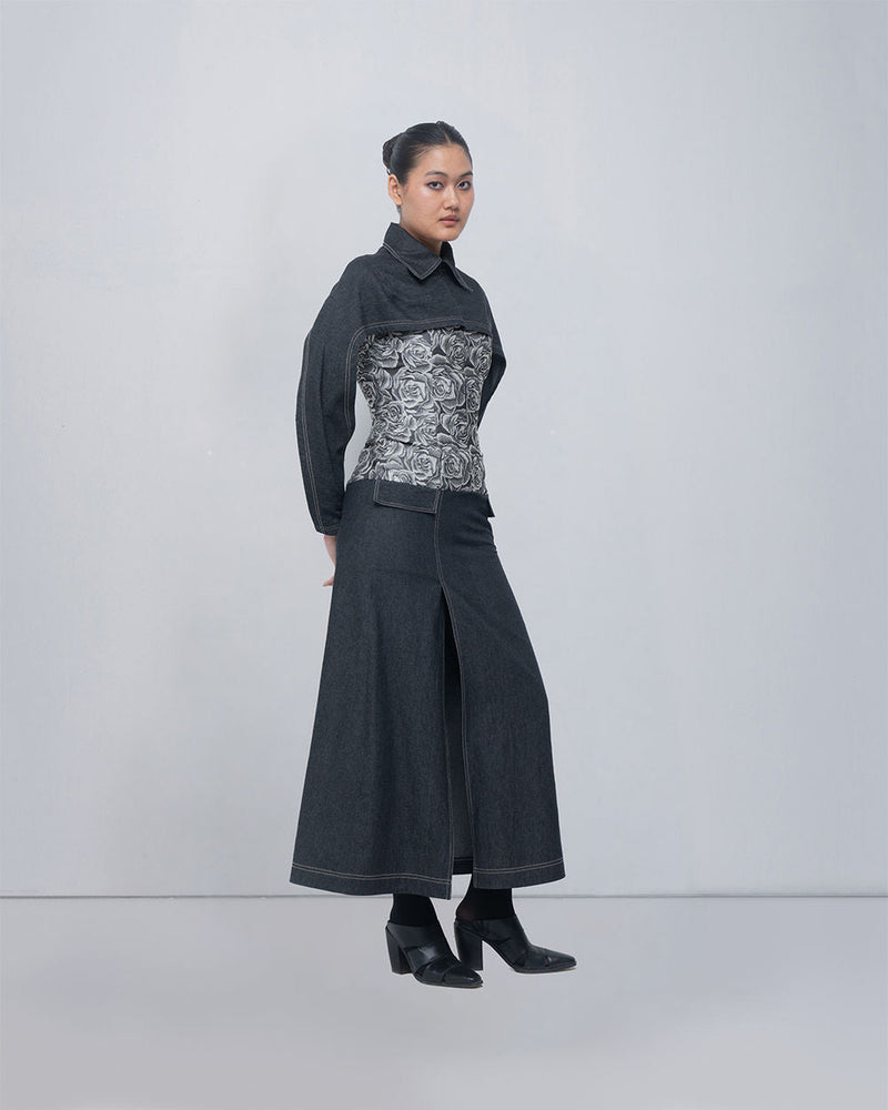 Ipek Dress viscose by Leh Studios in grey for women in Singapore