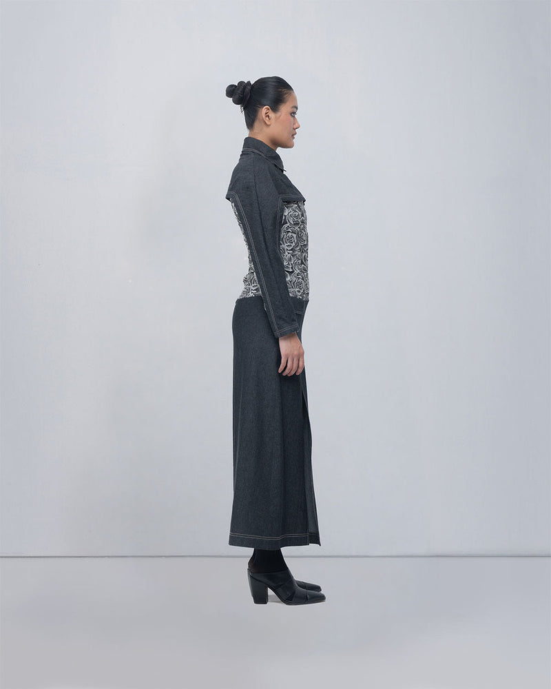 Ipek Dress viscose by Leh Studios in grey for women in Singapore