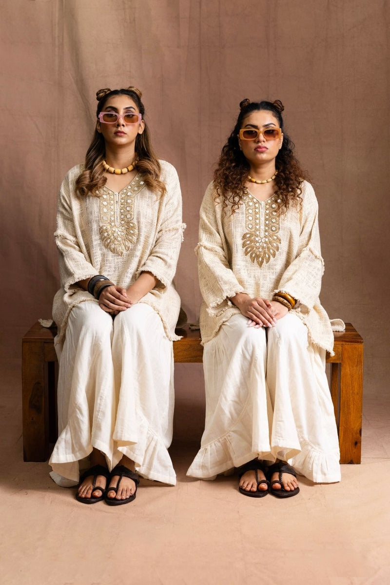 Jute Neo Tunic & Sharara Set Soft Jute Kurta Set Sabo by Sabina — Canvas & Weaves Singapore