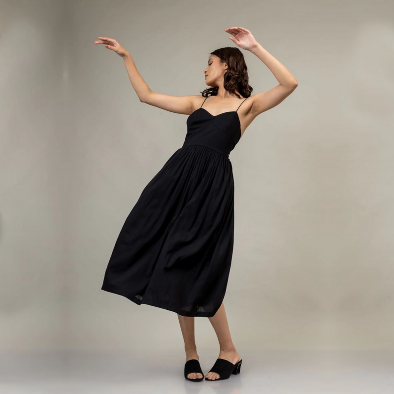 MARY BLACK DRESS by Doodlage in black color for women in Singapore