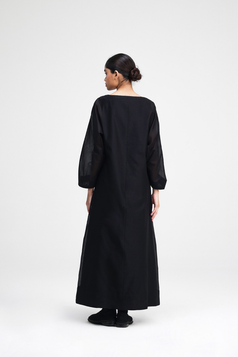 Dasia Hand-Embroidered Dress silk by Turn Black in black color for women in Singapore