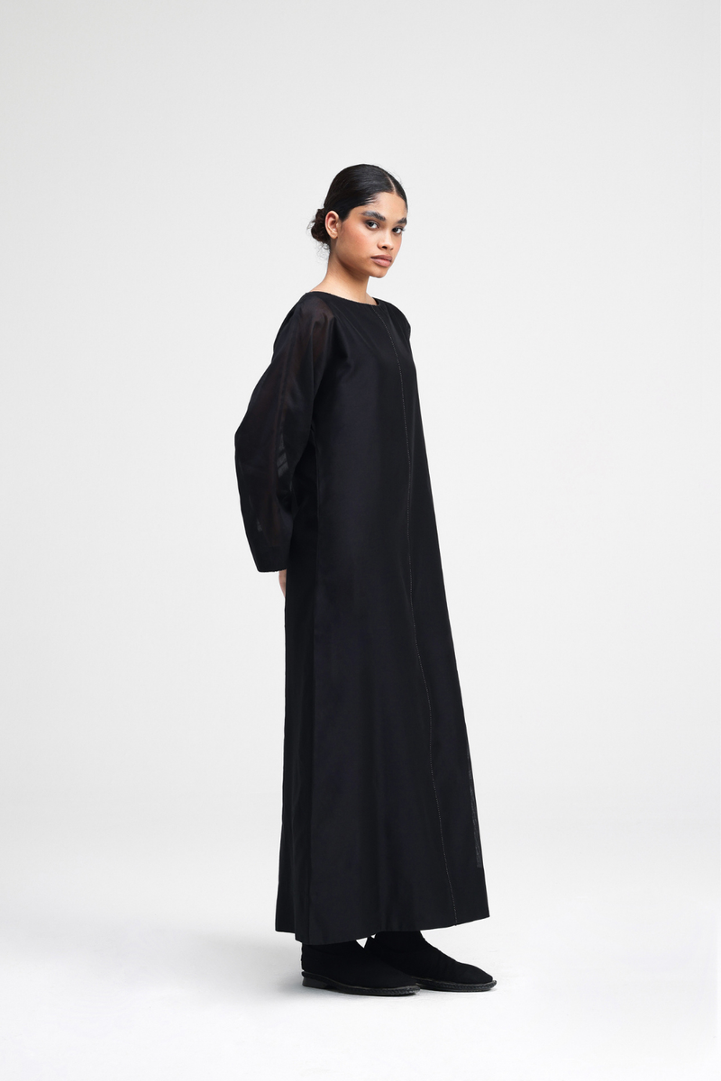 Dasia Hand-Embroidered Dress silk by Turn Black in black color for women in Singapore