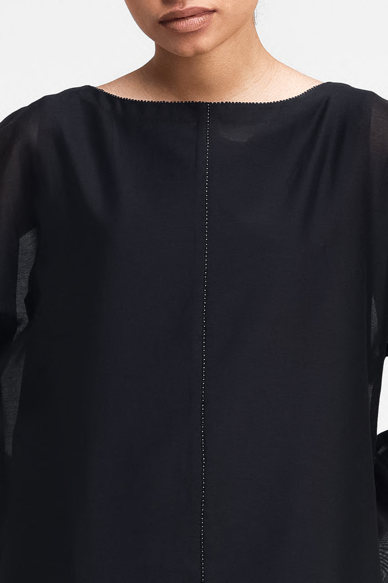 Dasia Hand-Embroidered Dress silk by Turn Black in black color for women in Singapore