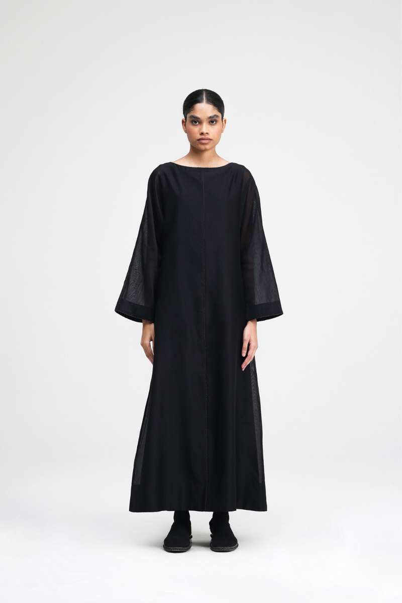 Dasia Hand-Embroidered Dress silk by Turn Black in black color for women in Singapore