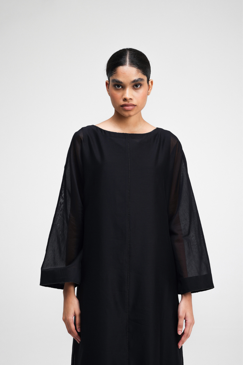 Dasia Hand-Embroidered Dress silk by Turn Black in black color for women in Singapore