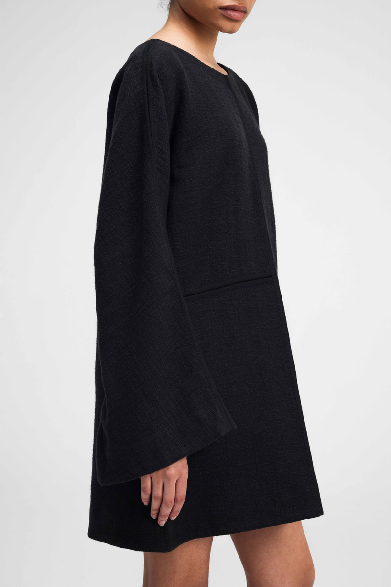 Donna Short Dress linen by Turn Black in black color for women in Singapore