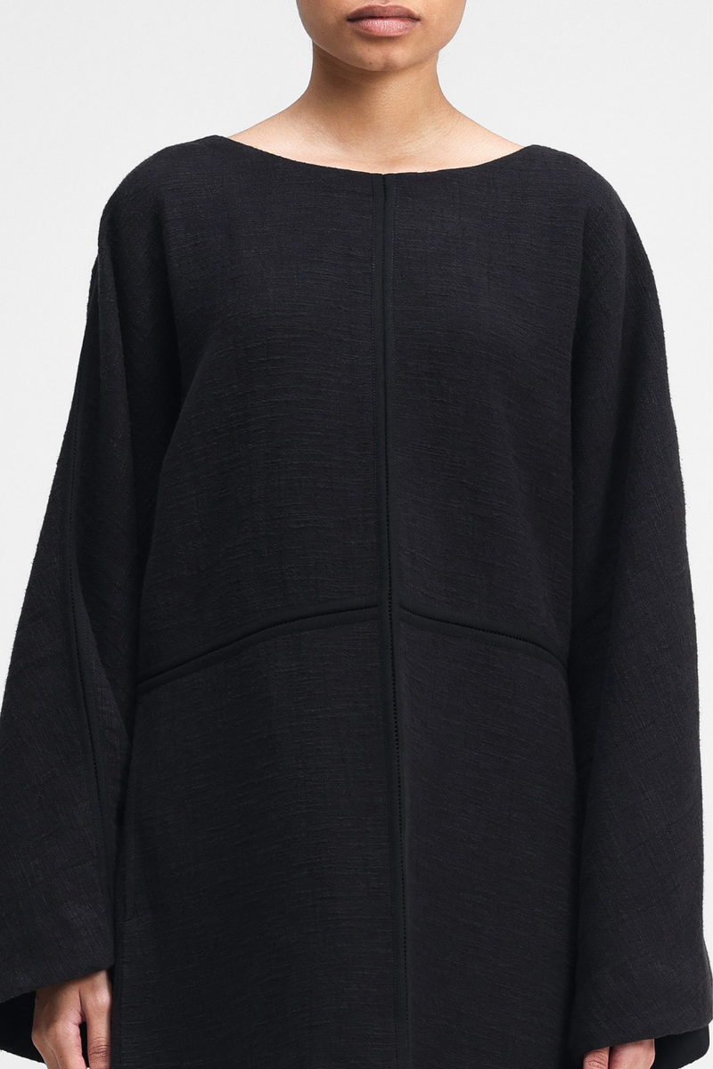 Donna Short Dress linen by Turn Black in black color for women in Singapore