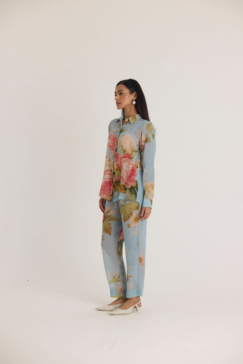 TAFFY CO-ORD SET by Yam in blue color for women in Singapore