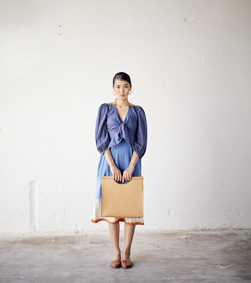 Hop Scotch Dress cotton Dresses by Khara Kapas in blue for women in Singapore