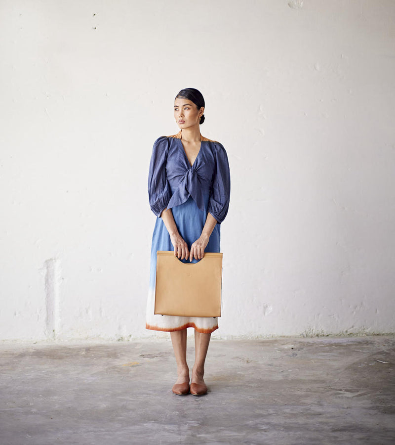 Hop Scotch Dress cotton Dresses by Khara Kapas in blue for women in Singapore