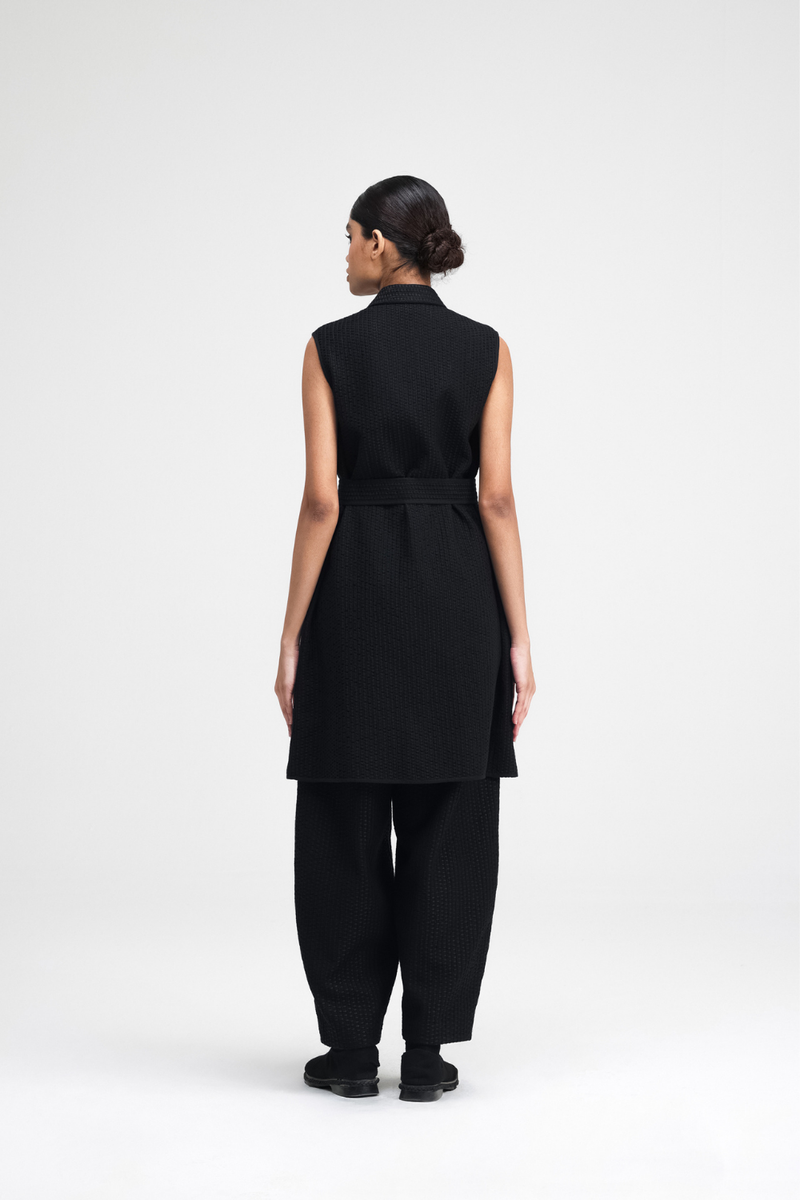 Ren Hand-Embroidered Jacket cotton by Turn Black in black color for women in Singapore