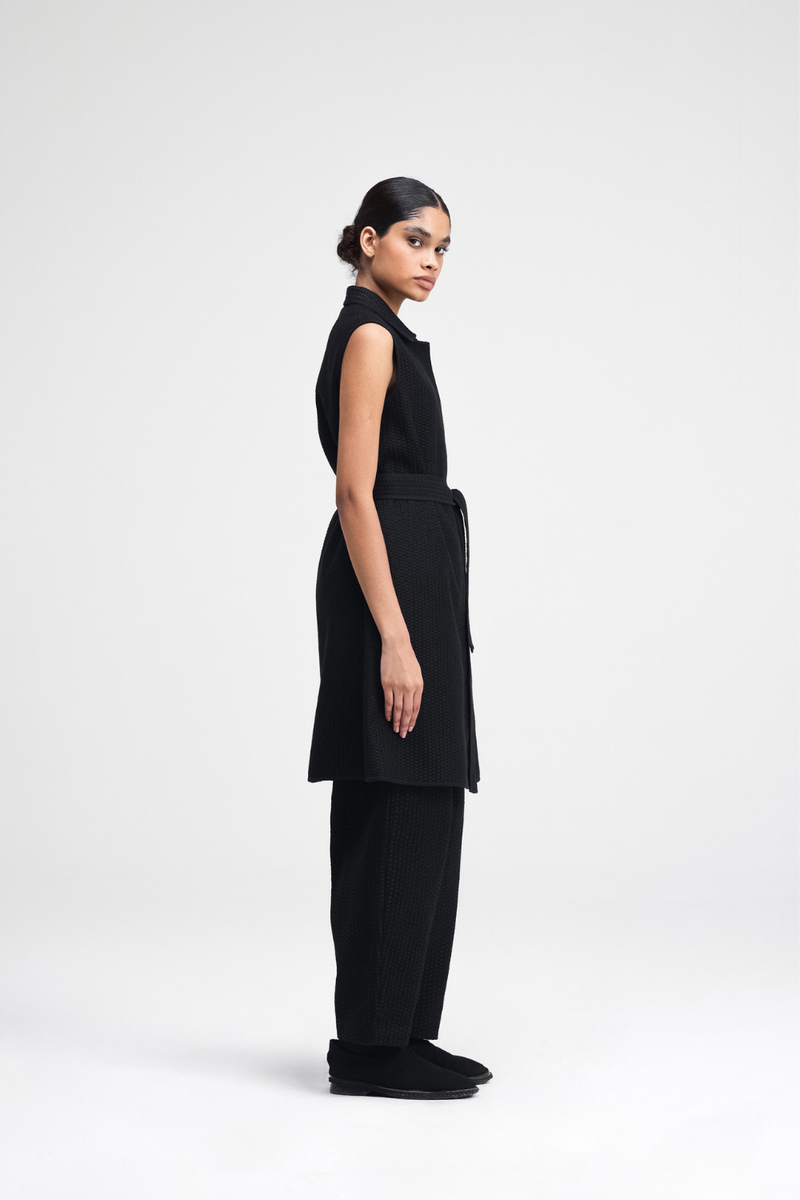 Ren Hand-Embroidered Jacket cotton by Turn Black in black color for women in Singapore