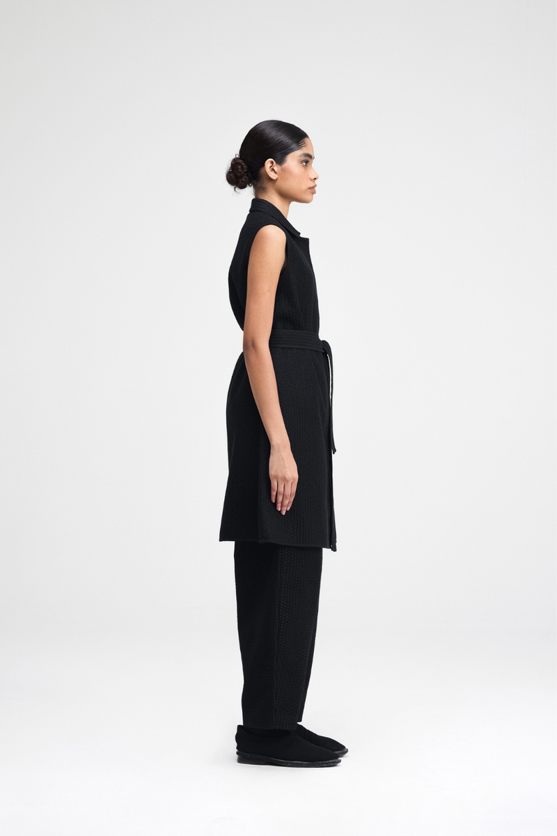 Ren Hand-Embroidered Jacket cotton by Turn Black in black color for women in Singapore