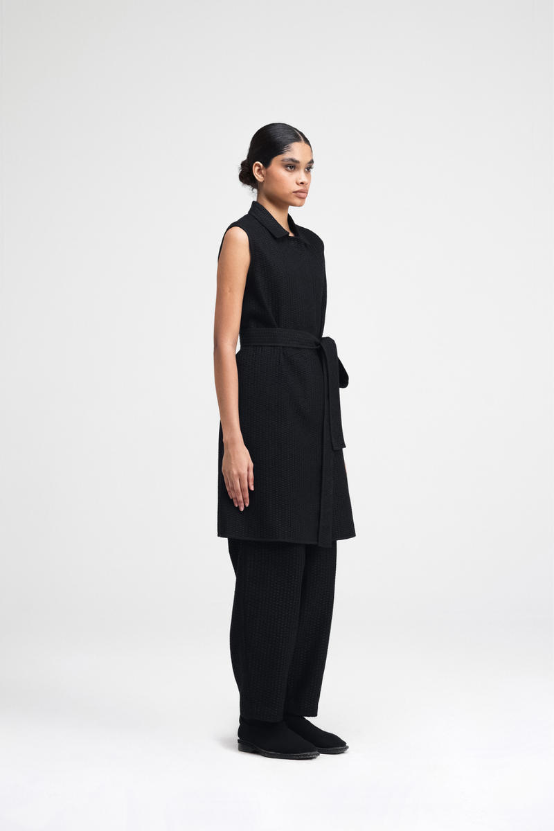 Ren Hand-Embroidered Jacket cotton by Turn Black in black color for women in Singapore