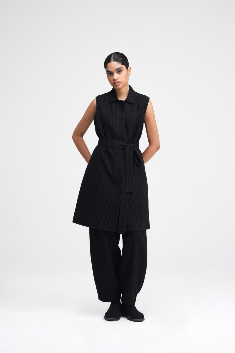 Ren Hand-Embroidered Jacket cotton by Turn Black in black color for women in Singapore
