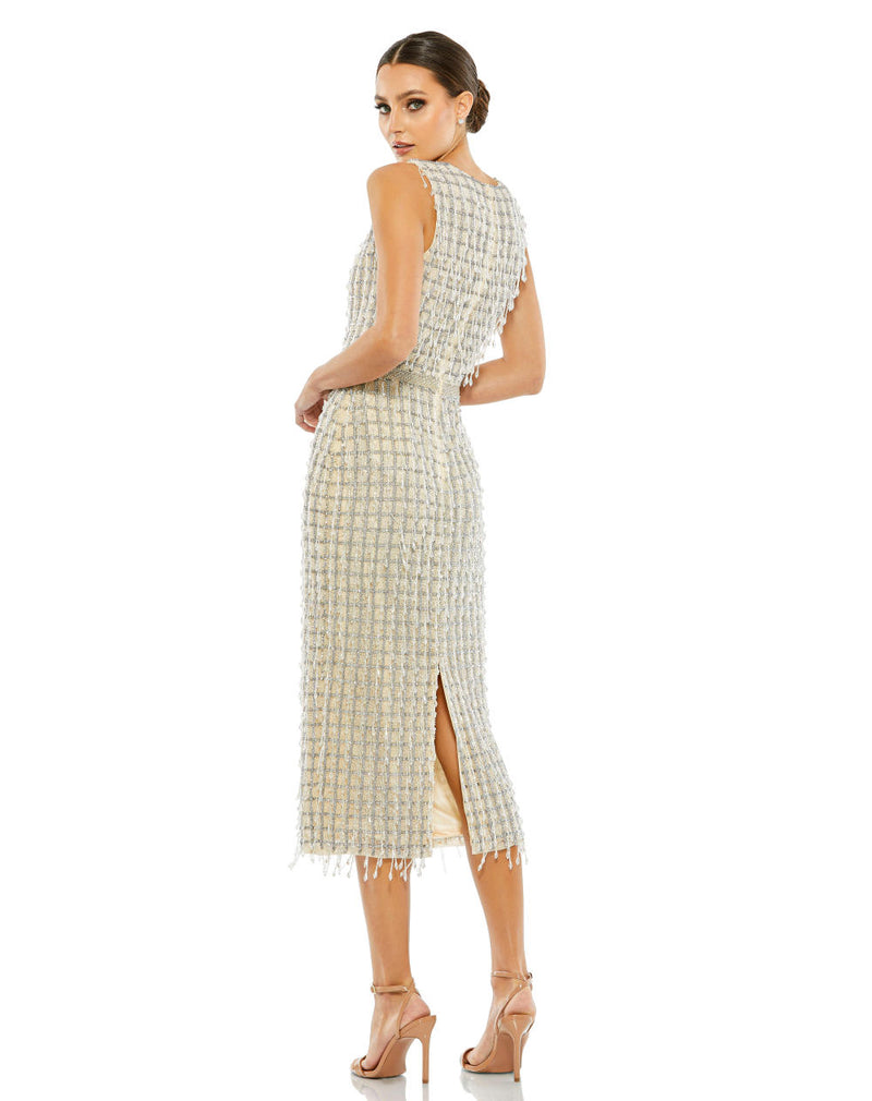 MD-5471 Embroidered Midi Dress-Beige by Mac Duggal in beige color for women in Singapore
