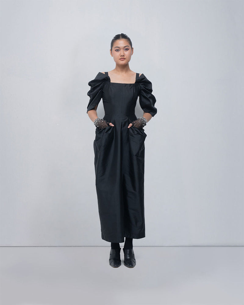 Willie Dress viscose by Leh Studios in black for women in Singapore
