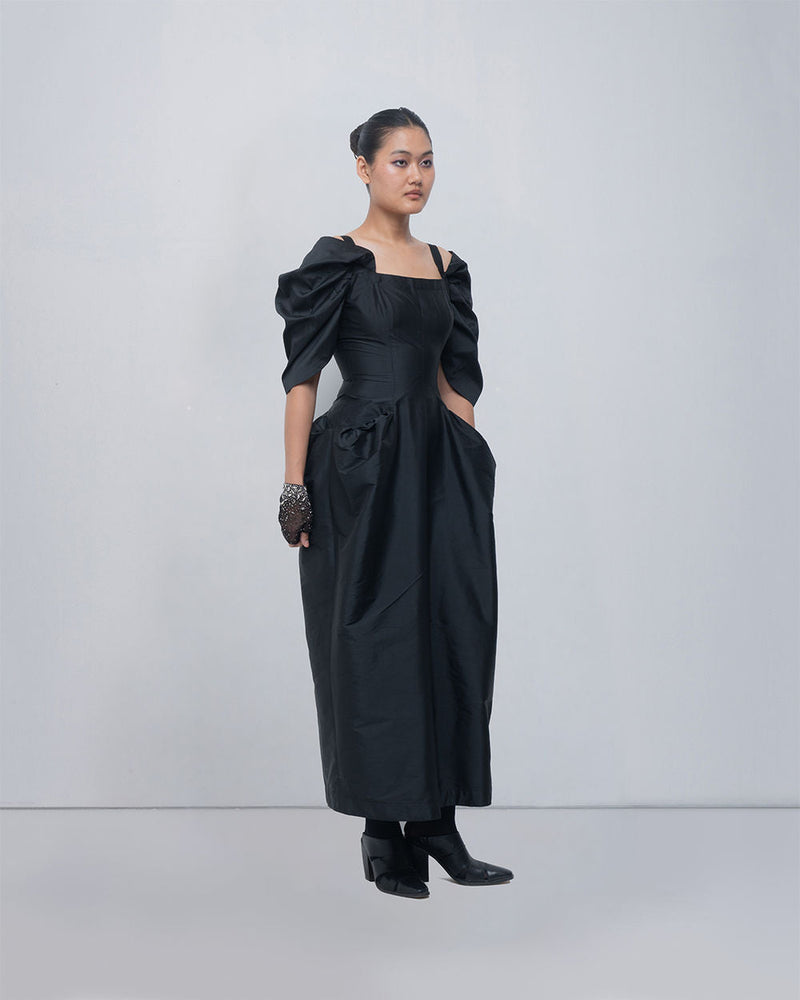 Willie Dress viscose by Leh Studios in black for women in Singapore