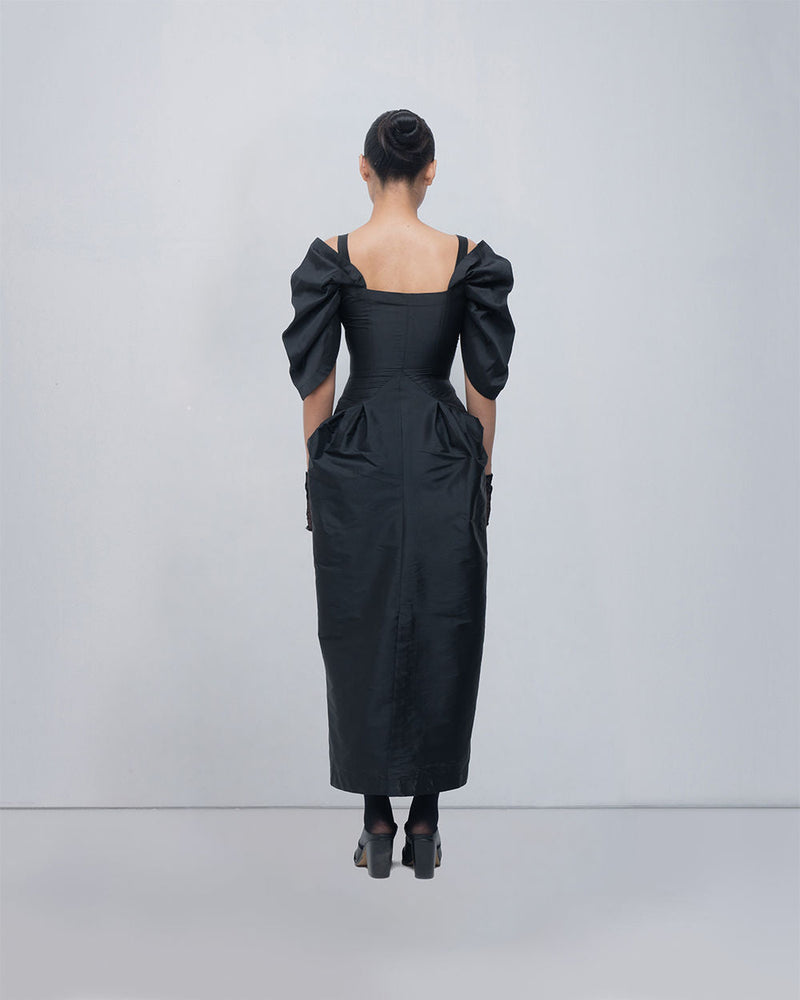 Willie Dress viscose by Leh Studios in black for women in Singapore
