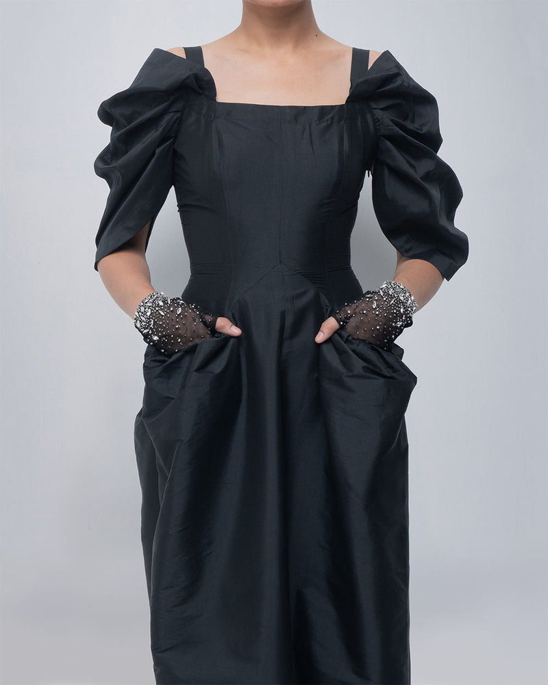 Willie Dress viscose by Leh Studios in black for women in Singapore
