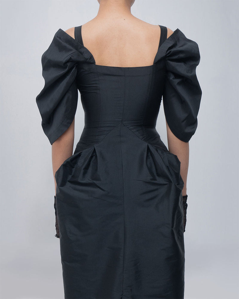 Willie Dress viscose by Leh Studios in black for women in Singapore