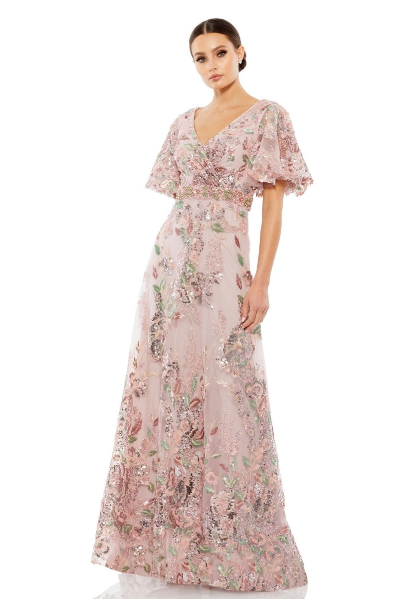 MD-67880 Flared Long Gown-Beige by Mac Duggal in beige color for women in Singapore