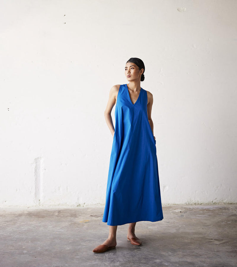 Clear Skies Dress by Khara Kapas in blue for in Singapore