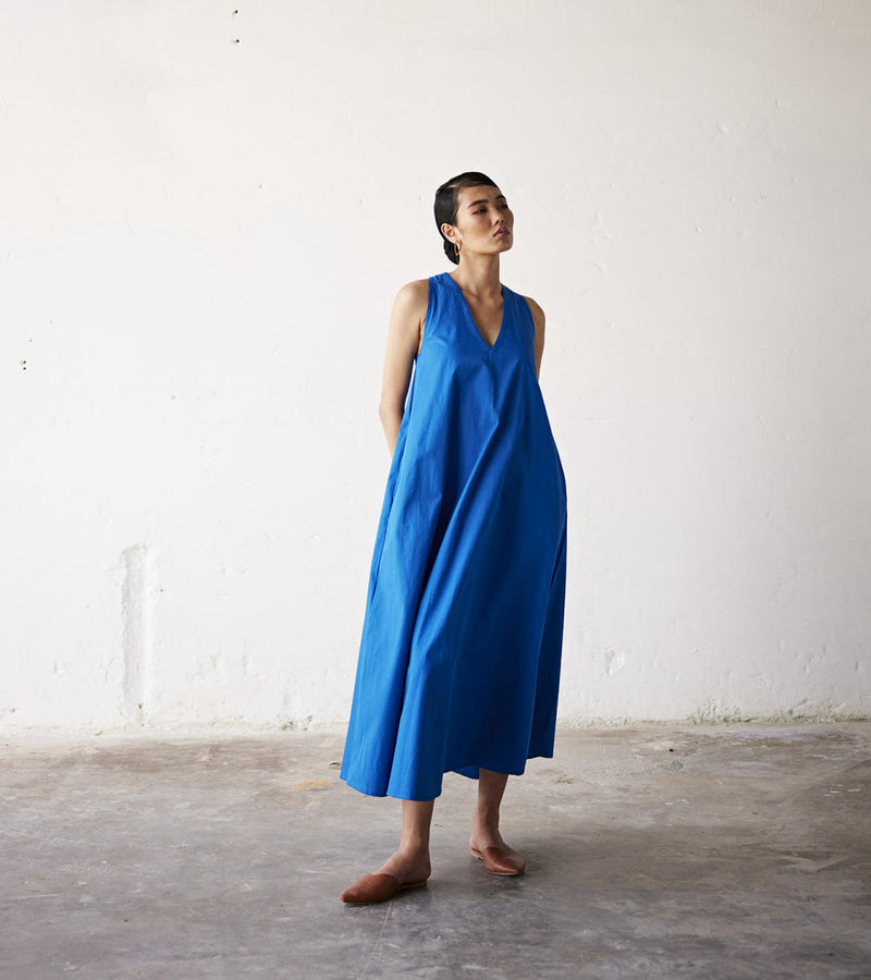Clear Skies Dress by Khara Kapas in blue for in Singapore