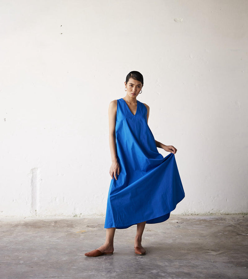 Clear Skies Dress by Khara Kapas in blue for in Singapore