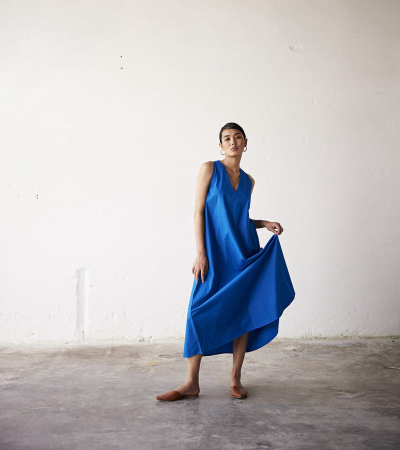 Clear Skies Dress by Khara Kapas in blue for in Singapore