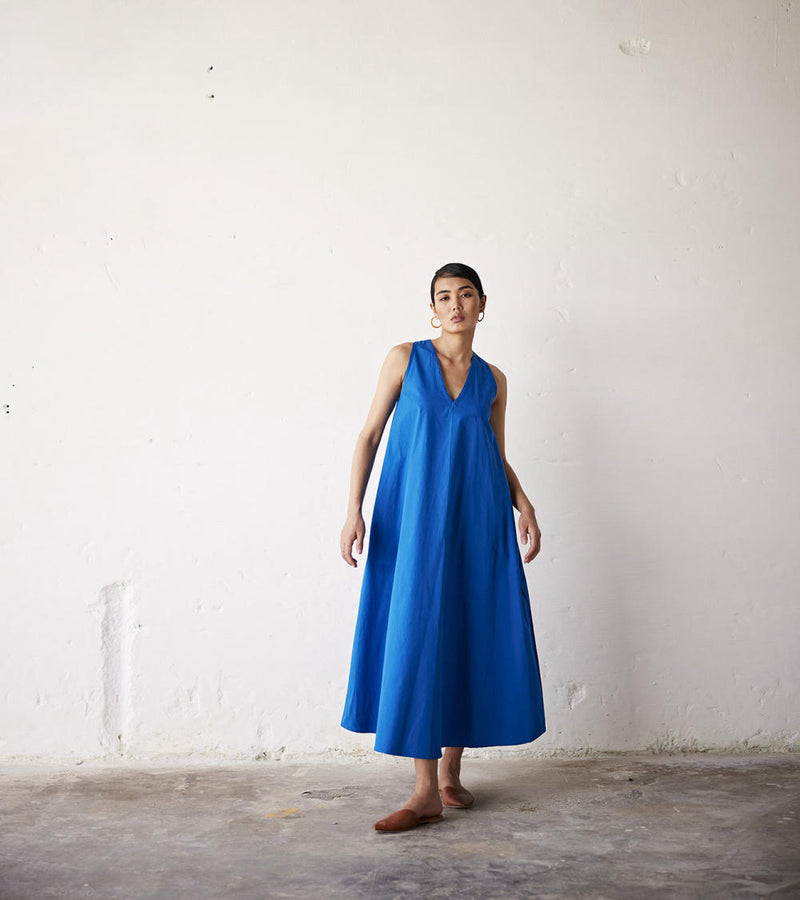 Clear Skies Dress by Khara Kapas in blue for in Singapore
