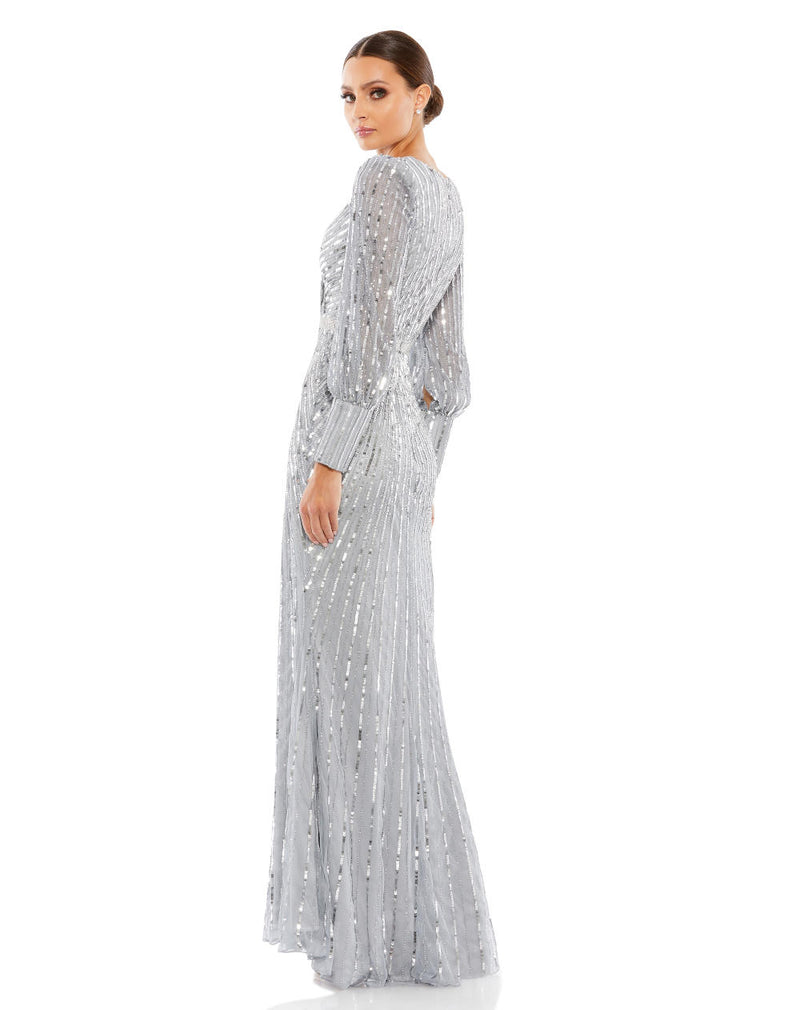 MD-5501 Long Gown-Grey by Mac Duggal in grey color for women in Singapore
