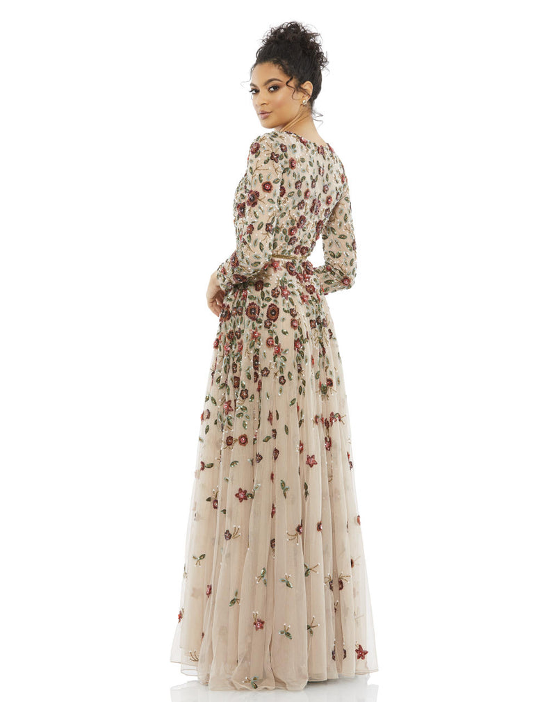 MD-5533 Flared Gown-Peach by Mac Duggal in peach color for women in Singapore